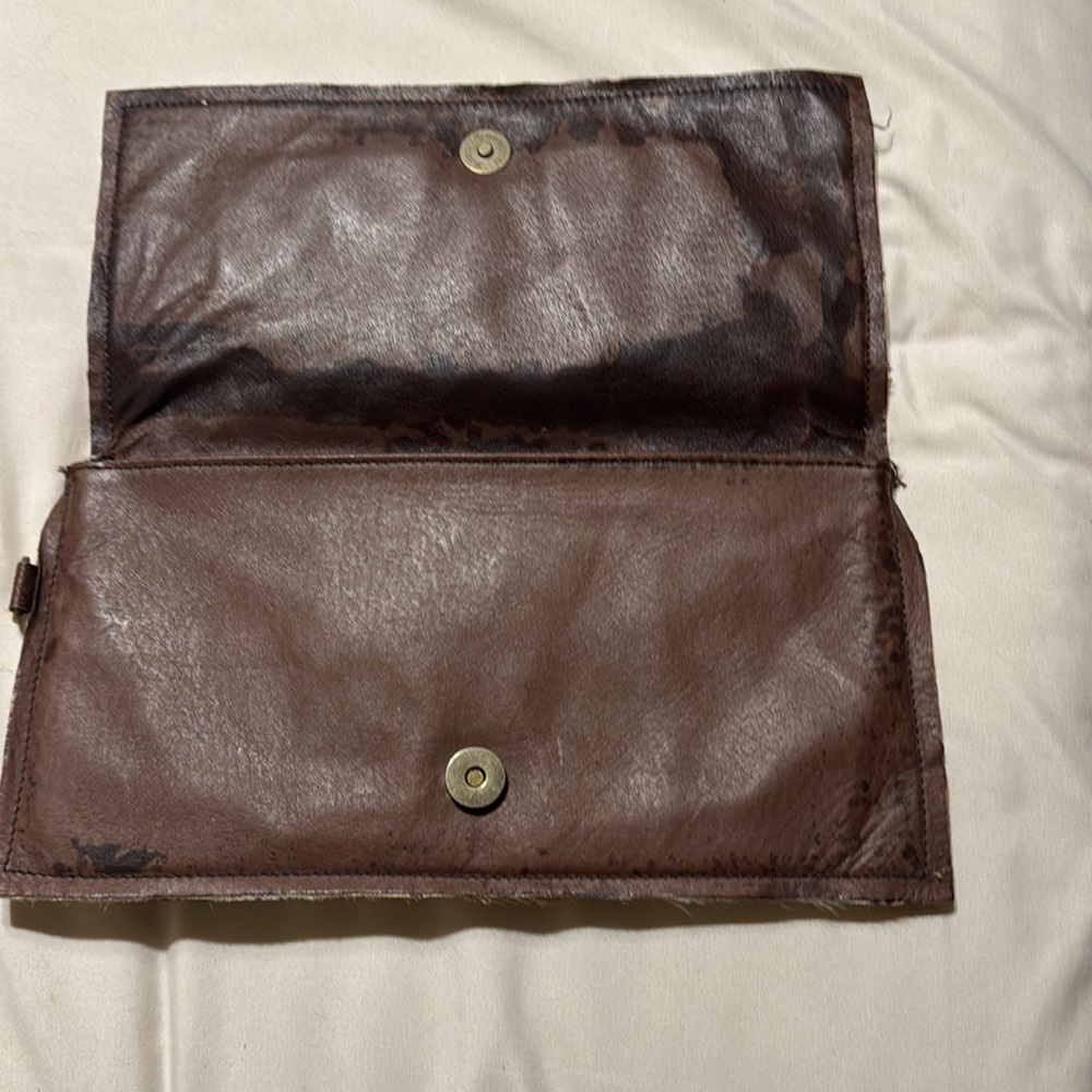 Nine West Mohair animal print clutch with wrist strap. - Picture 3 of 5